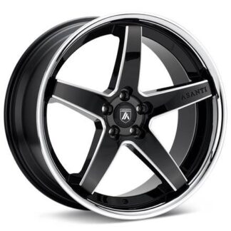 ASANTI Black Label ABL-31 Gloss Black Milled Chrome Lip Wheels 20 In 20x9 +15 ABL31-20901515BK
